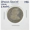 Image 1 : 1782 Spanish Colonial Lima 2 Reales Silver Coin