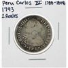 Image 1 : 1793 Peru Carlos IV 2 Reales Silver Coin