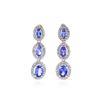 Image 1 : 14KT White Gold 3.05ctw Tanzanite and Diamond Dangle Earrings
