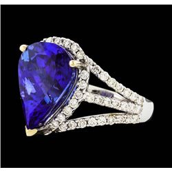 14KT White Gold 6.13ct Tanzanite and Diamond Ring