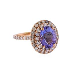 14KT Rose Gold 3.75ct Tanzanite and Diamond Ring