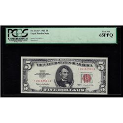 1963 $5 Legal Tender Note STAR PCGS Gem New 65PPQ