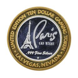 .999 Silver Paris Las Vegas $10 Casino Gaming Token Limited Edition