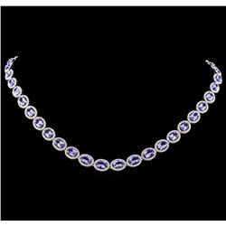 14KT White Gold 18.69ctw Tanzanite and Diamond Necklace
