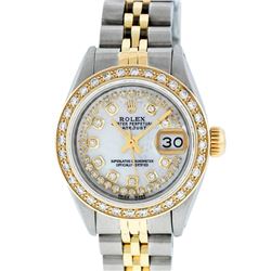 Rolex Ladies Two Tone MOP String Diamond Datejust Wristwatch