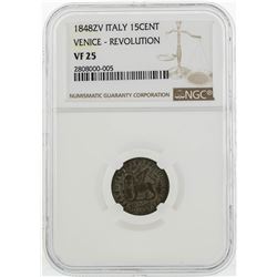 1848ZV Italy 15 Centesimi Venice Revolution Coin NGC VF25