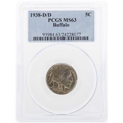 1938-D/D Buffalo Nickel Coin PCGS MS63