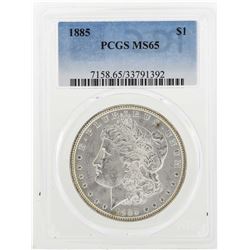 1885 $1 Morgan Silver Dollar Coin PCGS MS65
