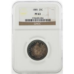 1885 Liberty Quarter Dollar Coin NGC PF63