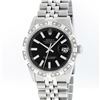 Image 1 : Rolex Mens Stainless Steel Black Index Pyramid Diamond Datejust Wristwatch