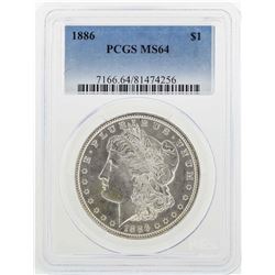 1886 $1 Morgan Silver Dollar Coin PCGS MS64