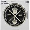 Image 1 : 1983 $25 Belize 30th Anniversary Silver Coin