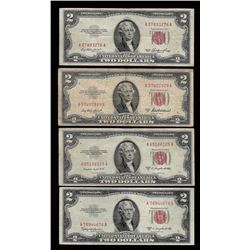 Lot of (4) 1953/A/B/C $2 Legal Tender Notes
