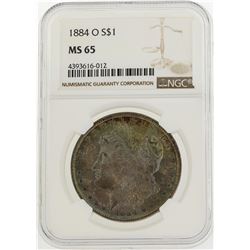 1884-O $1 Morgan Silver Dollar Coin w/ Nice Toning NGC MS65