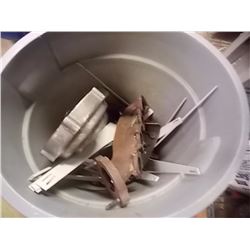 BIN OF PARTS AND SHELF BRACKETS