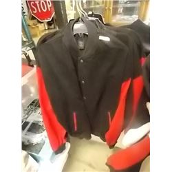 NEW DENIM JACKET - BLACK - RED SLEEVES  - M