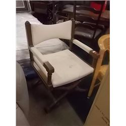 VINTAGE WOODEN UPHOLSTERED ARM CHAIR