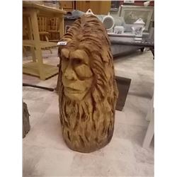 UNIQUE CHAINSAW CARVING - SASQUACH FACE - 24" TALL  X 12 X 8"