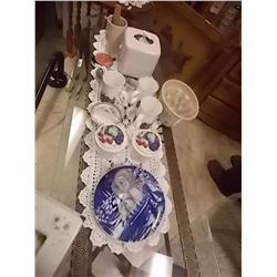 TABLE LOT OF COLLECTABLES AND OTHER - SOAP STONE, CUPS, BOWLS AND MORE