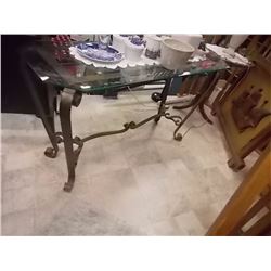 WROUGHT IRON HALL TABLE WITH GLASS