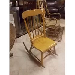 ANTIQUE OLD CANADAINA PINE NURSING ROCKER - CIRCA 1870 - ALL WOOD