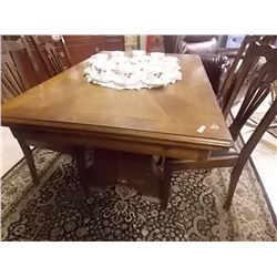 VINTAGE OAK TABLE - 1940'S - DRAW LEAF AT EACH END