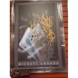 FRAMED PRINT - BURNING BLACK JACK - MICHAEL GODARD - ESTIMATED GALLERY PRICE $