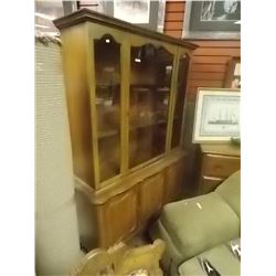 VINTAGE SOLID WOOD CHINA CABINET - 46" WIDE