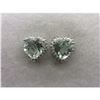 Image 1 : EARRINGS- NEW CUSHION HEART FACETTED UNIQUE GREEN AMETHYST & DIAMONDS IN STERLING SILVER ORNATE SETT