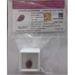 GEMSTONE - OVAL FACETTED RUBY - 24 CT WEIGHT - UNIQUE REDISH PURPPLE COLORING - COMES WITH CERTIFICA