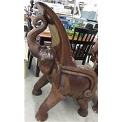 UNIQUE HEAVY CARVED WOOD ELEPHANT CHAIR - REALLY HEAVY - 46" TALL