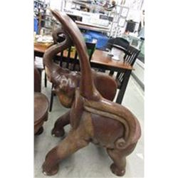 UNIQUE HEAVY CARVED WOOD ELEPHANT CHAIR - REALLY HEAVY - 46" TALL