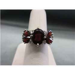 RING - 10K YELLOW GOLD - GARNET & TOPAZ WITH CERTIFICATE $1300 - W-51