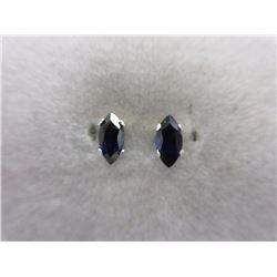 EARRINGS - 1.02 CTW MARQUISE FACETTED SAPPHIRES IN STERLING SILVER SETTING - WITH CERTIFICATE $800 -