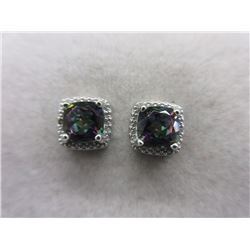 EARRINGS - MYSTIC TOPAZ & DIAMONDS IN STERLING SILVER SETTING - RETAIL ESTIMATE $325
