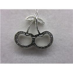 NECKLACE - DIAMONDS IN STERLING SILVER CHERRY DESIGNED SETTING - RETAIL ESTIMATE $250