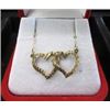 Image 1 : NECKLACE - 10K YELLOW GOLD DOUBLE HEART SETTING - WITH 16" 10K GOLD CHAIN - RETAIL ESTIMATE $450