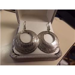 EARRINGS- 925 STERLING SILVER WITH ENGRAVED DESIGN