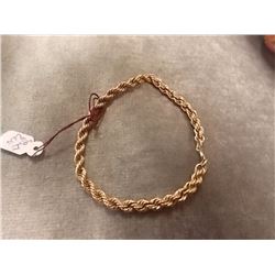 BRACELET - 10K ROPE DESIGN - 7.5" LONG TOTALLING 4.4 GRAMS - RETIAL ESTIMATE $850