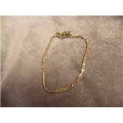 BRACELET FROM ESTATE - 10K YELLOW GOLD BRAIDED CHAIN BRACELT WITH SAFETY CHAIN