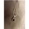 Image 3 : NECKLACE - BLACK SAPPHIRE & DIAMONDS IN STERLING SILVER SETTING  - RETAIL ESTIMATE $375