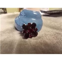 VINTAGE BROTCH - SILVER & DEEP RED RHINESTONES