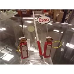 VINTAGE DIE CAST  - 2 ESSO GAS PUMPS & ESSO SIGN
