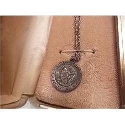 NECKLACE & PENDANT - STERLING SILVER - SAINT CHRISTOPHER PROTECT US
