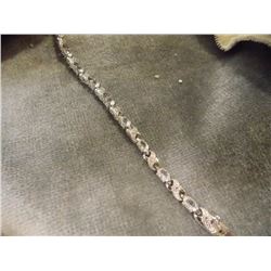 BRACELET -12 WHITE TOPAZ & DIAMONDS IN STERLING SILVER SETTING - INFINITY LINKS - RETAIL ~$375