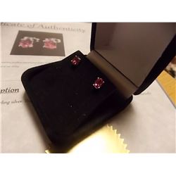 EARRINGS - 1CT LIVELY PINK TOURMALINE VS CLARUTY GEMSTONE IN STERLING SILVER SETTING - INCLUDES CERT