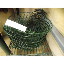 LOT OF 6 GREEN METAL BASKETS