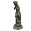Image 5 : Lovely Woman Resting Bronze Sculpture on Marble base