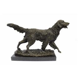 Golden Retriever Bronze Sculpture on Marble base