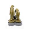 Image 7 : Penguin Trio Bronze Sculpture on marble base Figurine